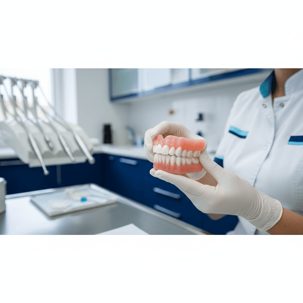 Cât costă o proteză dentară în România 2026 — prețuri reale 500–6.000 RON (acrilică, scheletată, elastică)
