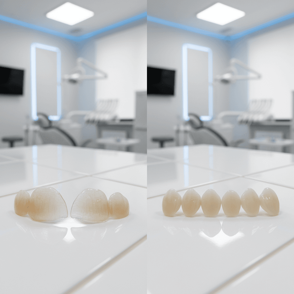Fațete ceramice vs. compozit în România 2026 — comparație completă (preț, durabilitate, estetică)